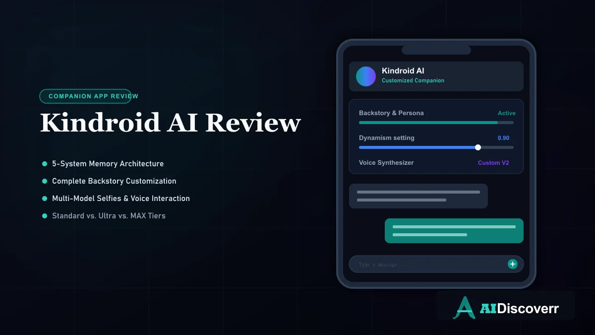 Kindroid AI Companion Review Kindroid AI Review: Features, Memory, Pricing & Safety