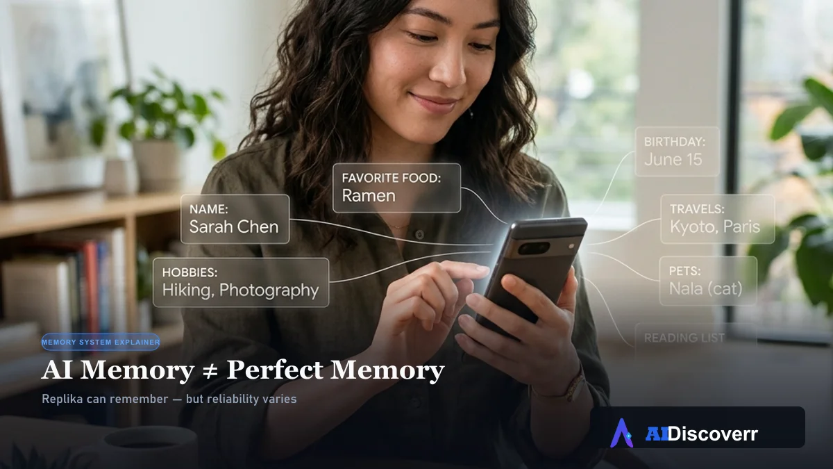 AI Memory vs Reliability AI Memory ≠ Perfect Memory — Replika can remember — but reliability varies